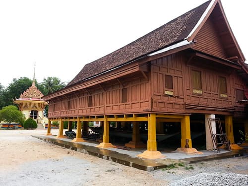 Traditional wooden temple building at Wat Chonprachumthat, Kampung Dalam, Tumpat, Kelantan