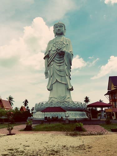 Tall standing Buddha statue at Wat Phothikyan Phutthaktham ('Wat Balai'), Kampung Balai, Bachok, Kelantan